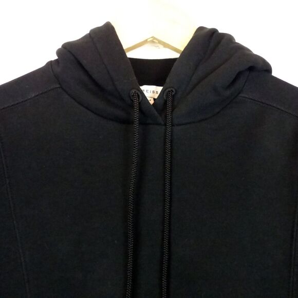 Reiss Arden Hoodie Womens M Black Crop Jersey Rib Zip Relaxed Loungewear Rock - Picture 4 of 14